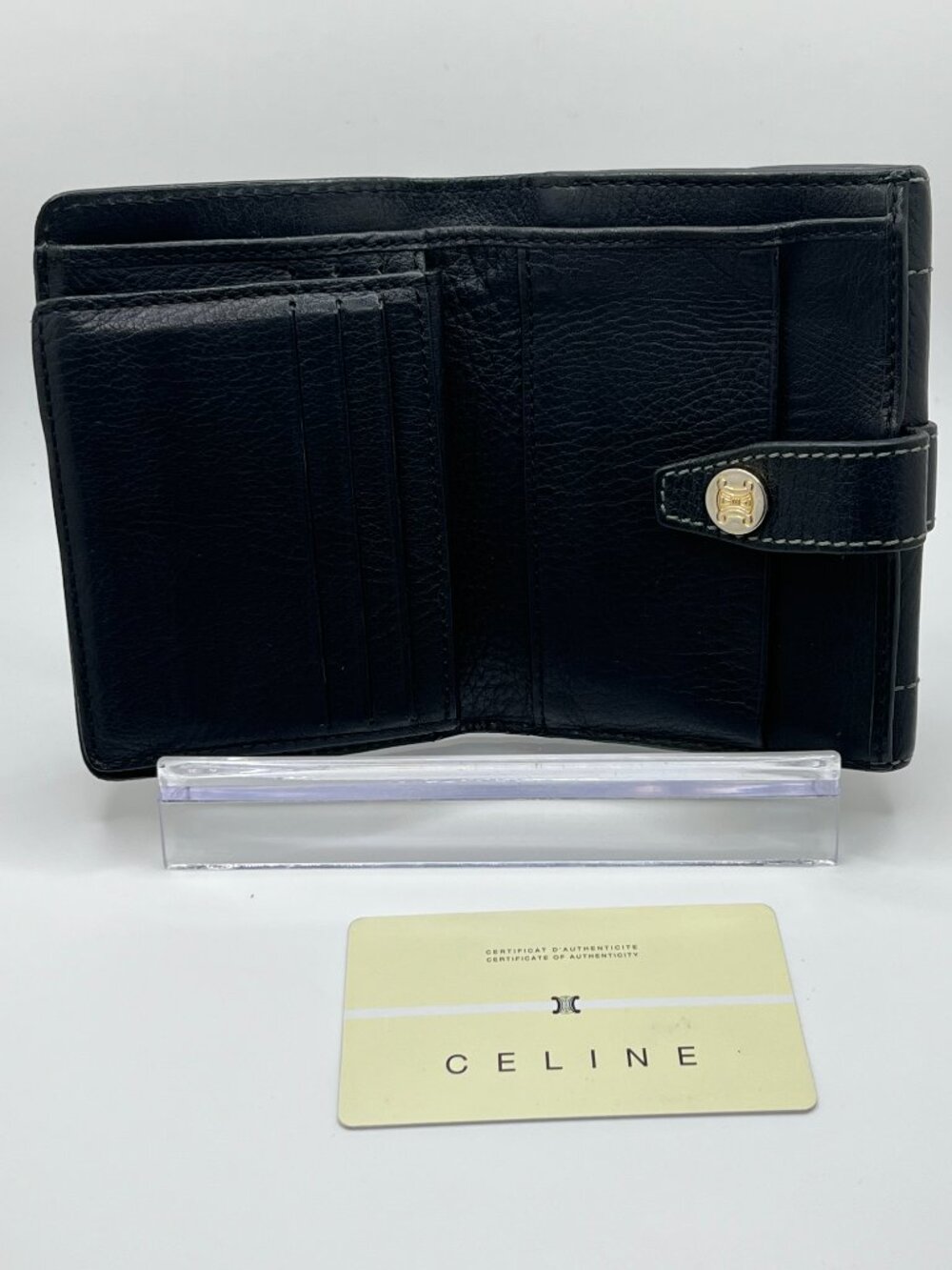 Vintage Celine Black Leather Compact Wallet - Picture 7 of 11
